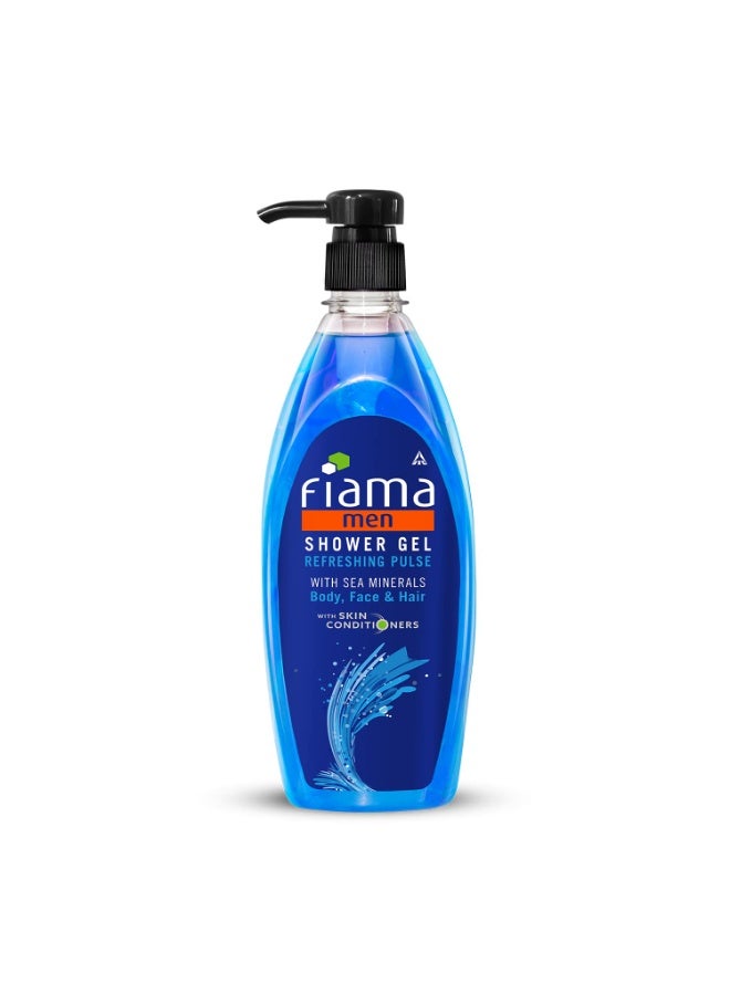 Fiama Men Refreshing Pulse Body Wash Shower Gel, 500ml, Body Wash for Men with Skin Conditioners & Sea Minerals for Soft & Refreshed Skin, Mens Moisurising Bodywash for Dry Skin - Image 1